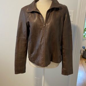 L Guess Brown Leather Jacket